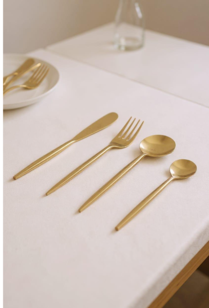 4 piece gold cutlery set