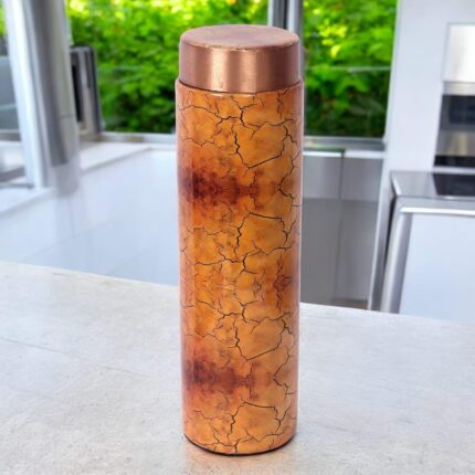 Premium Pure Copper Water Bottle – Handcrafted Crackle Finish